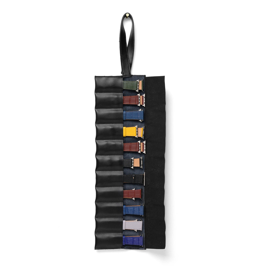 genuine-leather-watch-strap-organiser-roll-watch-band-storage-sleeve-black