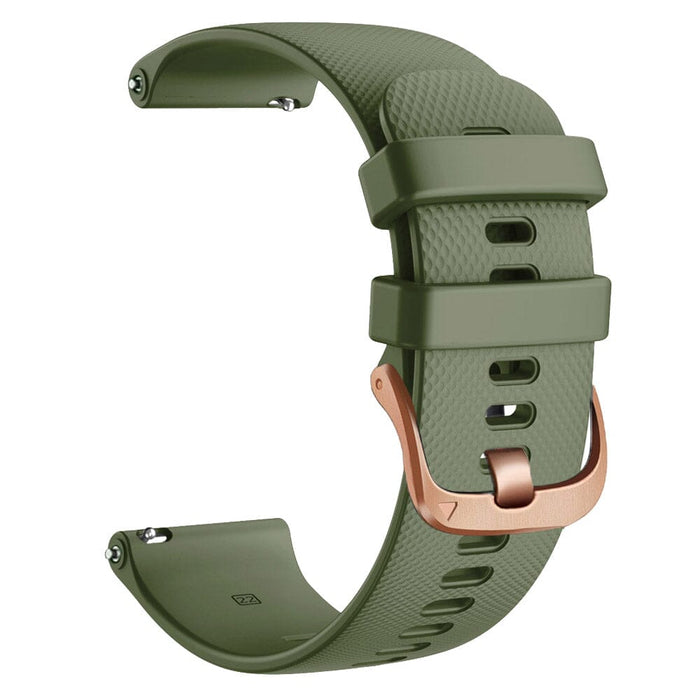 army-green-rose-gold-buckle-garmin-vivoactive-4-watch-straps-nz-silicone-rose-gold-buckle-watch-bands-aus