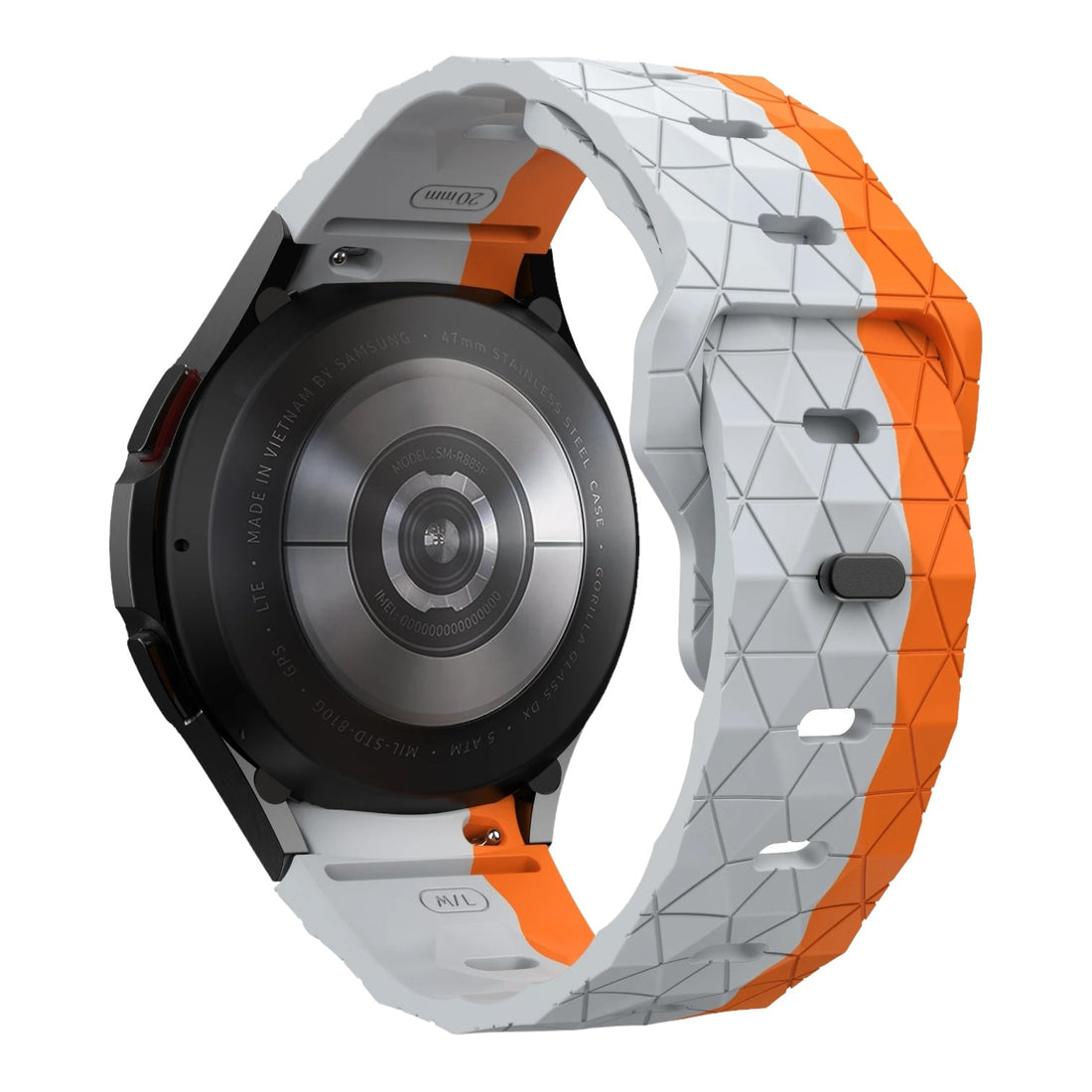 grey-orange-hex-pattern-withings-steel-hr-(40mm),-steel-hr-sport,-scanwatch-(42mm),-scanwatch-2-watch-straps-nz-silicone-football-pattern-watch-bands-aus