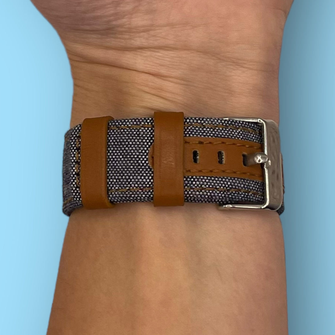 light-blue-rose-gold-buckle-google-pixel-watch-3-(41mm)-watch-straps-nz-denim-watch-bands-aus