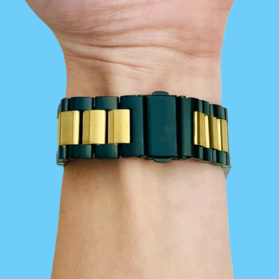 black-gold-metal-garmin-venu-2s-watch-straps-nz-stainless-steel-link-watch-bands-aus-991023