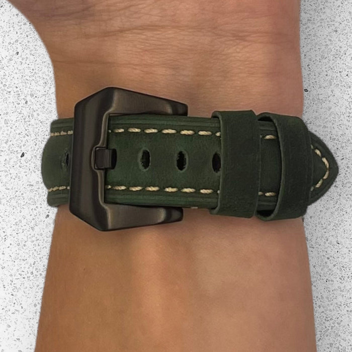 green-black-buckle-garmin-quatix-6x-watch-straps-nz-retro-leather-watch-bands-aus