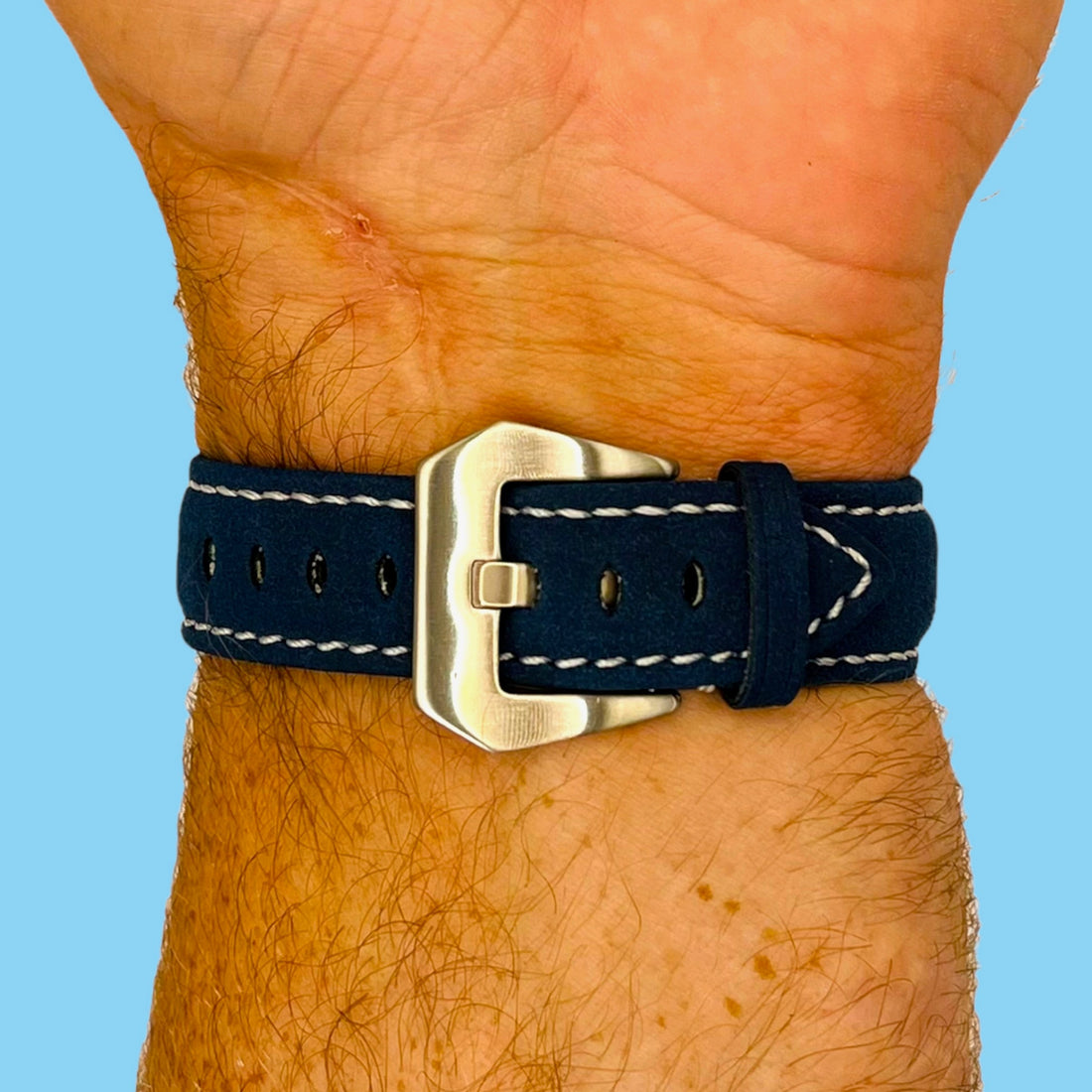 blue-silver-buckle-coros-pace-3-watch-straps-nz-retro-leather-watch-bands-aus