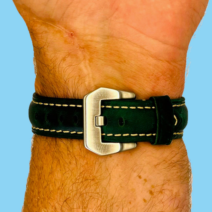 green-silver-buckle-moochies-connect-4g-watch-straps-nz-retro-leather-watch-bands-aus