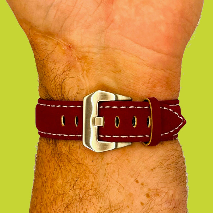 red-silver-buckle-polar-vantage-v3-watch-straps-nz-retro-leather-watch-bands-aus