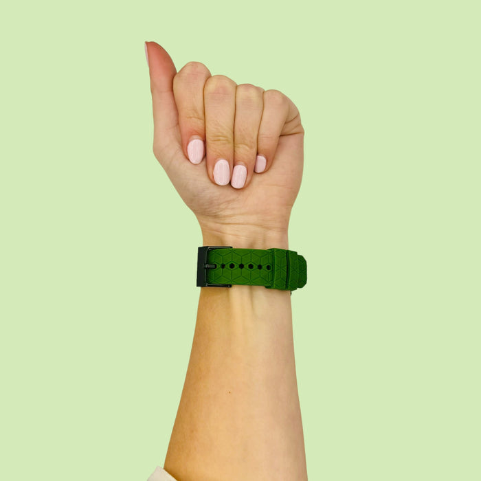 army-green-hex-pattern-garmin-quatix-6-watch-straps-nz-silicone-football-pattern-watch-bands-aus