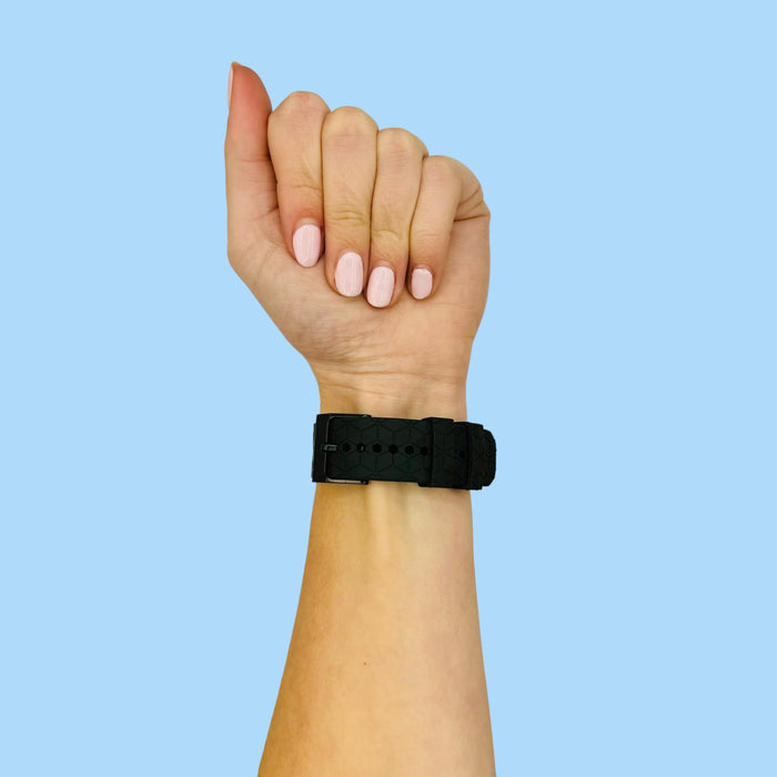 black-hex-pattern-garmin-forerunner-965-watch-straps-nz-silicone-football-pattern-watch-bands-aus