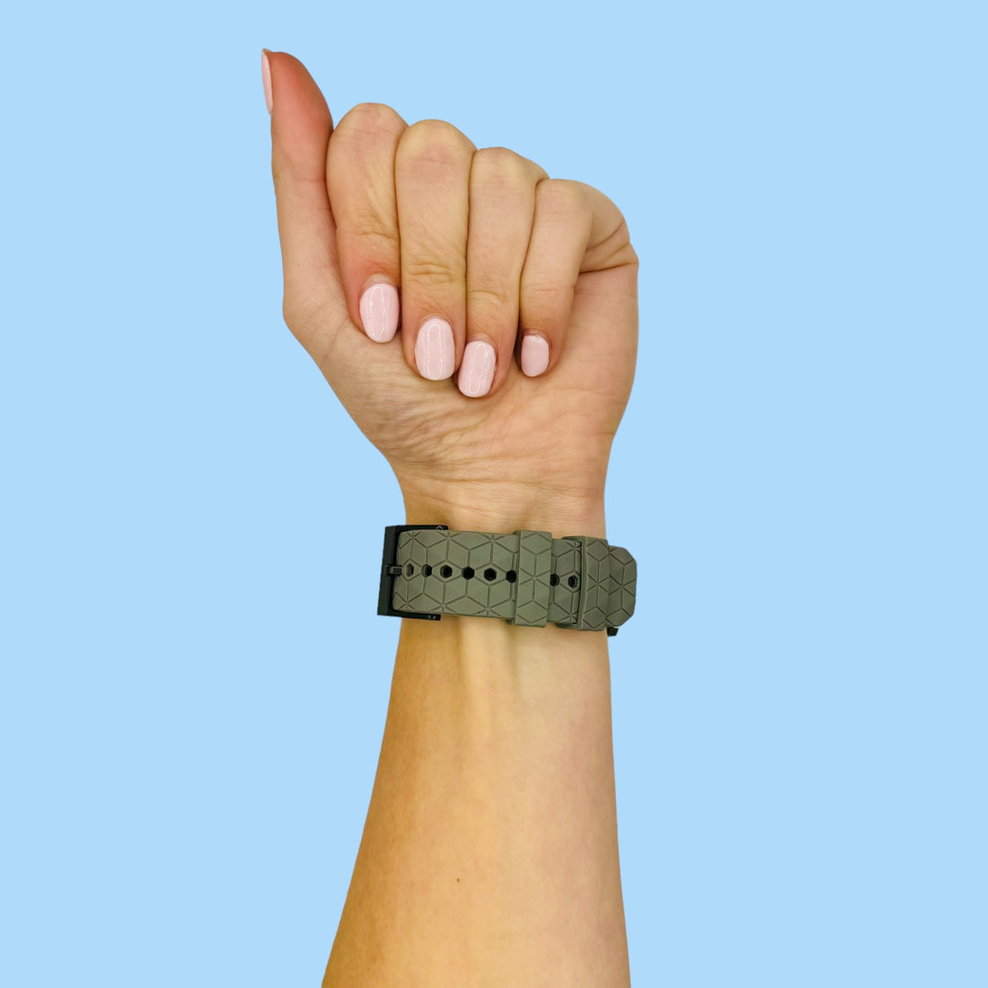 grey-hex-pattern-garmin-18mm-range-watch-straps-nz-silicone-football-pattern-watch-bands-aus