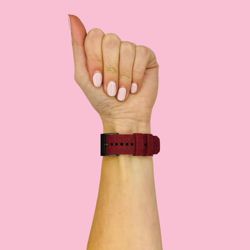 maroon-hex-pattern-garmin-instinct-3-(45mm)-watch-straps-nz-silicone-football-pattern-watch-bands-aus