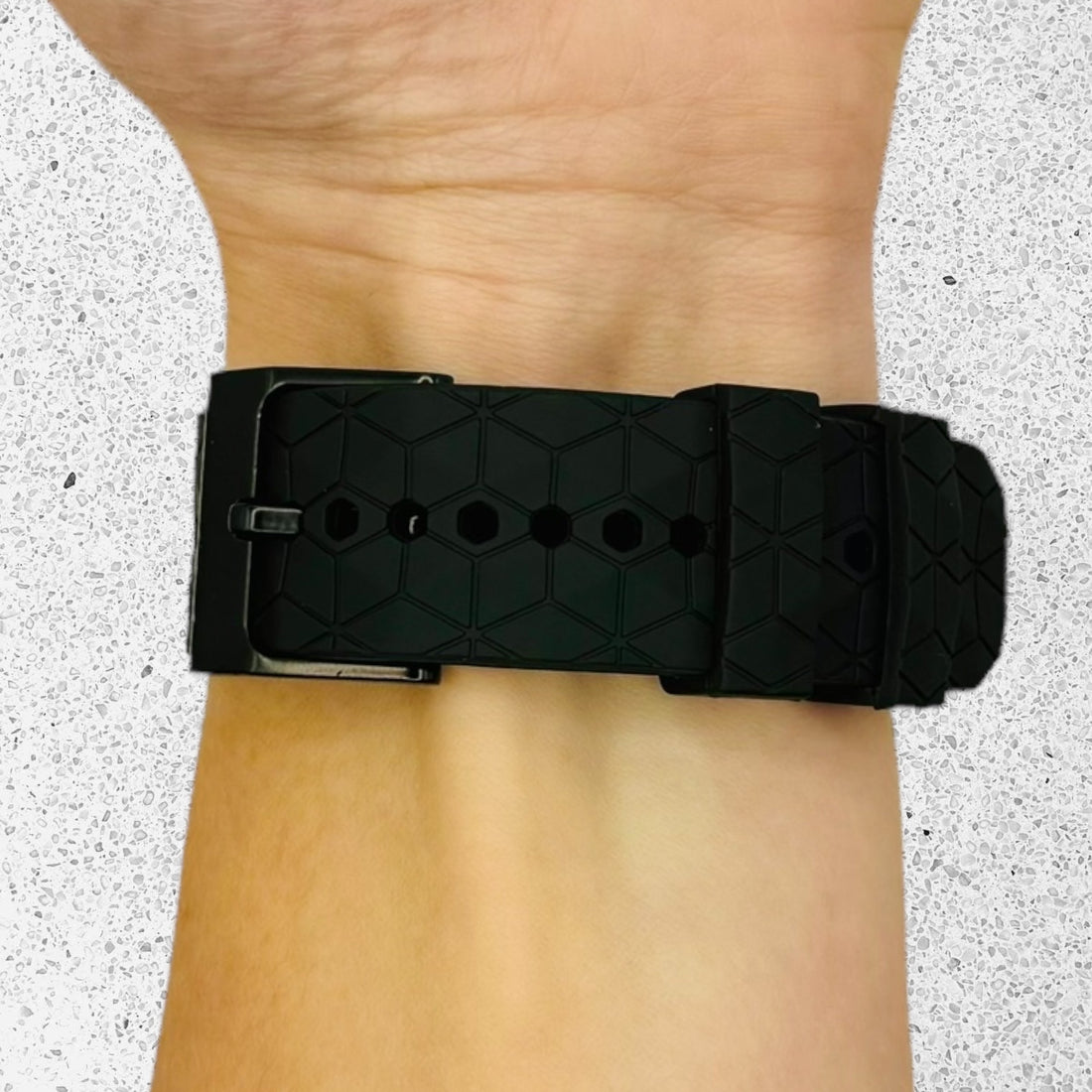 black-hex-pattern-garmin-approach-s44-watch-straps-nz-silicone-football-pattern-watch-bands-aus
