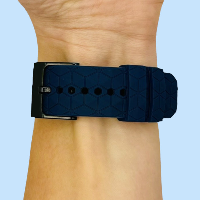 navy-blue-hex-pattern-garmin-venu-4-(45mm)-watch-straps-nz-silicone-football-pattern-watch-bands-aus
