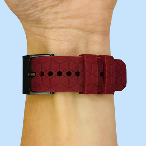 maroon-hex-pattern-garmin-vivoactive-4s-watch-straps-nz-silicone-football-pattern-watch-bands-aus